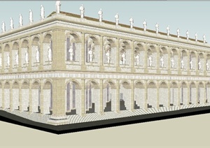 欧式风格会堂教堂建筑设计SU(草图大师)模型