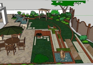 中式住宅庭院景观SU(草图大师)模型