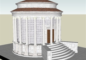 欧式神庙建筑设计SU(草图大师)模型