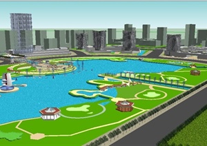 现代城市旅游发展总体规划建筑景观SU(草图大师)模型