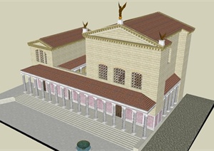 某欧式风格雅典娜教廷建筑设计SU(草图大师)模型