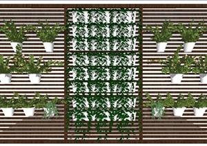 某现代家庭墙面立体绿化植物设计SU(草图大师)模型