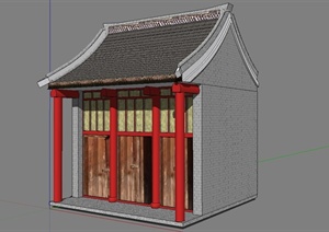 某简约古典中式风格住宅建筑设计SU(草图大师)模型