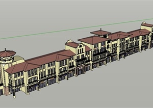 某西班牙风格商业楼建筑设计SU(草图大师)模型