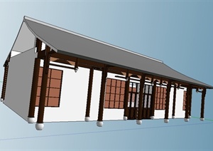 单层中式民居建筑设计SU(草图大师)模型