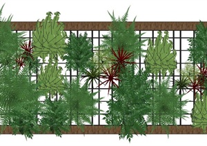 垂直绿化蕨类植物景墙SU(草图大师)模型