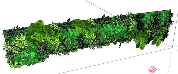 简约垂直绿化植物墙su模型(3)