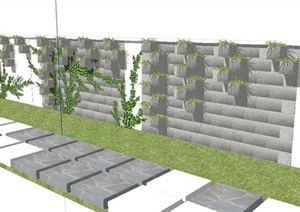 简约垂直种植墙绿化墙设计SU(草图大师)模型