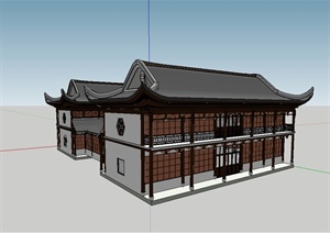 某古典中式风格精致商业楼设计SU(草图大师)模型