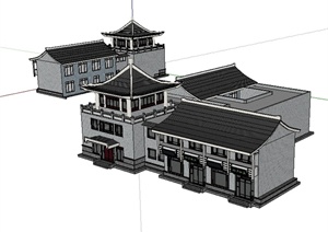 某古典中式风格多层住宅楼建筑设计SU(草图大师)模型