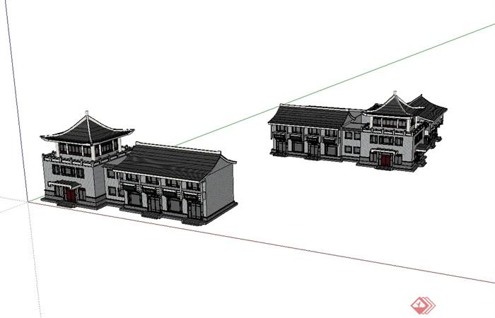 某古典中式风格多层住宅楼建筑设计su模型(2)