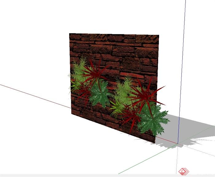 某墙体绿化植物设计SU模型(1)