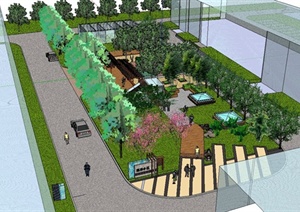 某现代风格住宅小区游园景观规划设计SU(草图大师)模型