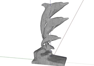 某海豚雕塑设计SU(草图大师)模型