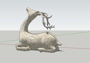 某现代风格园林祥鹿喷水雕塑设计SU(草图大师)模型