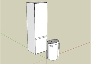 现代冰箱垃圾桶设计SU(草图大师)模型