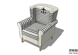 某地中海风格沙发椅设计SU(草图大师)模型