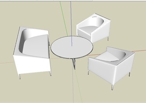 现代风格办公室沙发茶几设计SU(草图大师)模型