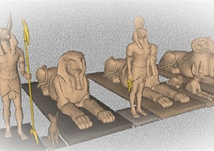 古埃及著名雕像设计SU(草图大师)模型