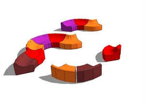 园林景观坐凳设计SU(草图大师)模型