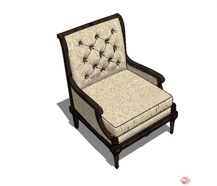 某欧式风格精致详细沙发椅设计su模型(1)