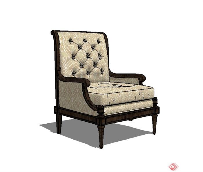 某欧式风格精致详细沙发椅设计su模型(2)