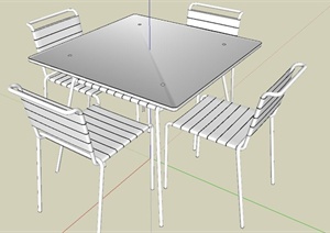 某现代风格方形餐桌椅设计SU(草图大师)模型