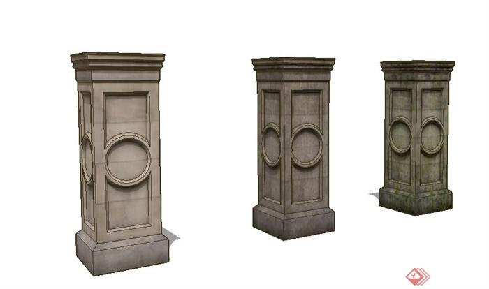 三款石柱景观柱su模型(2)