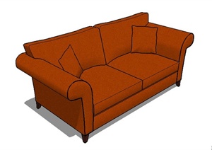 棕色双人沙发SU(草图大师)模型