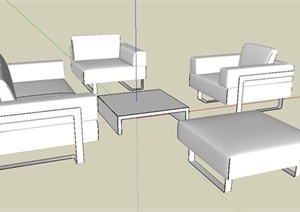 现代室内沙发套装设计SU(草图大师)模型