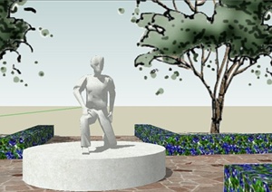 某现代风格公园交叉路口雕塑小品设计SU(草图大师)模型