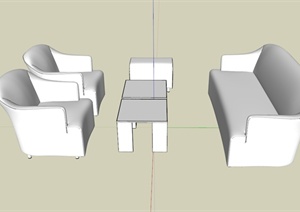 现代风格沙发茶几坐凳设计SU(草图大师)模型