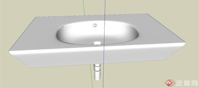 简约洗漱池洗漱台su模型(1)