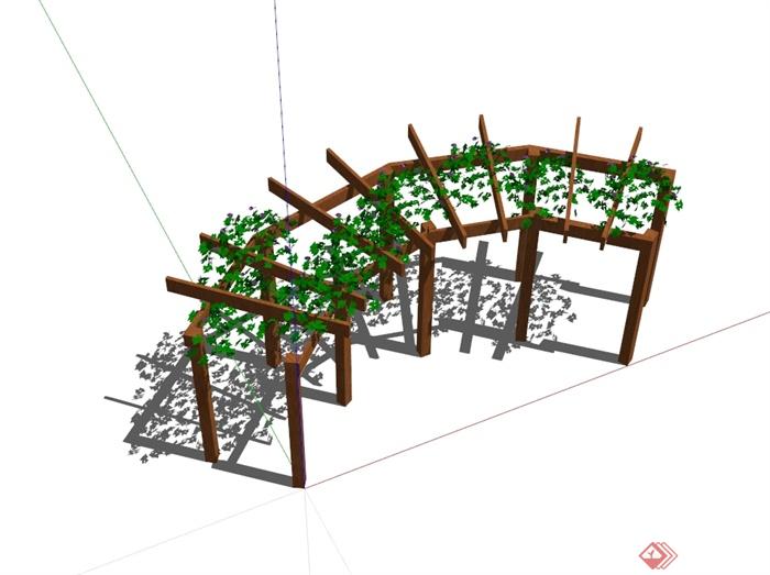 某現代風格精緻詳細藤蔓花架及垂直植物設計su模型[原創]