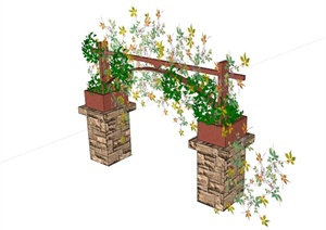 现代风格藤蔓廊架垂直植物设计SU(草图大师)模型