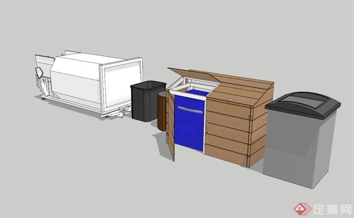 多个垃圾箱垃圾桶设计su模型(1)