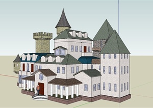 某哥特式城堡别墅建筑设计SU(草图大师)模型