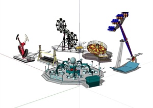 某现代大型游乐园器械设计SU(草图大师)模型合集