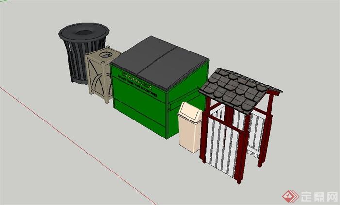 旅游区垃圾桶设计SU模型(2)