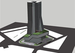 现代办公高层建筑楼设计SU(草图大师)模型