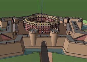 某欧式风格古典城堡建筑设计SU(草图大师)模型