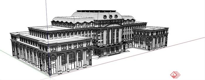 法式外事办公大楼建筑设计SU模型(1)