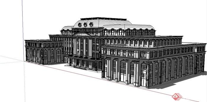 法式外事办公大楼建筑设计SU模型(4)