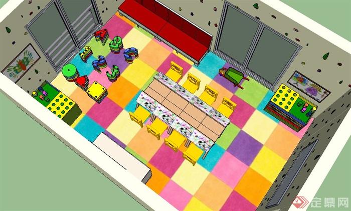 现代风格幼儿园教室室内设计su模型(1)
