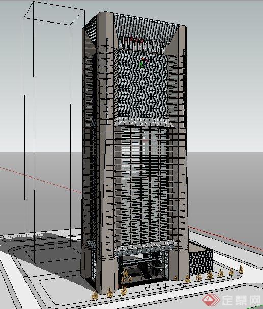 简约高层办公大厦建筑设计su模型(2)