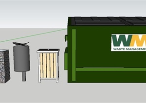 5款现代垃圾桶、垃圾箱SU(草图大师)模型
