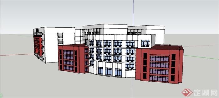 某现代风格职业技术学校实验楼建筑设计SU模型(1)