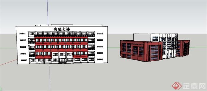 某现代风格职业技术学校实验楼建筑设计SU模型(2)