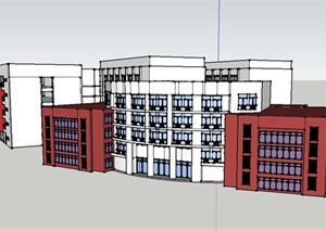 某现代风格职业技术学校实验楼建筑设计SU(草图大师)模型
