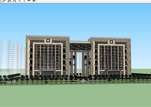 某新古典风格政府办公楼建筑设计SU(草图大师)模型